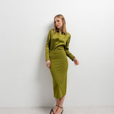 SAIA MIDI COM FENDA VERDE-AZEITONA