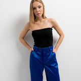 CALÇA ACETINADA AZUL