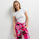 CALÇA FLUIDA FLORAL FÚCSIA