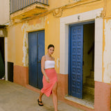 SAIA MIDI ROSA COM FENDA