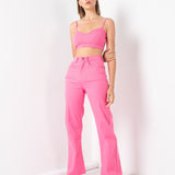TOP CROP EM TULE ONDULADO ROSA