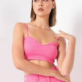 TOP CROP EM TULE ONDULADO ROSA