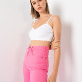 TOP CROP EM TULE ONDULADO ROSA