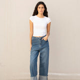 JEANS AMPLOS COM DOBRA