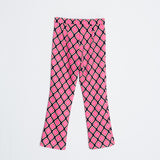 CALÇA ÀS CLOCHE ESTAMPADA ROSA