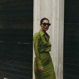 SAIA MIDI COM FENDA VERDE-AZEITONA