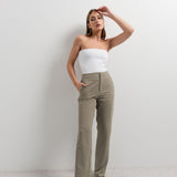 CALÇA ALTA ESTAMPADA BEGE