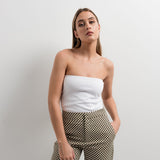CALÇA ALTA ESTAMPADA BEGE