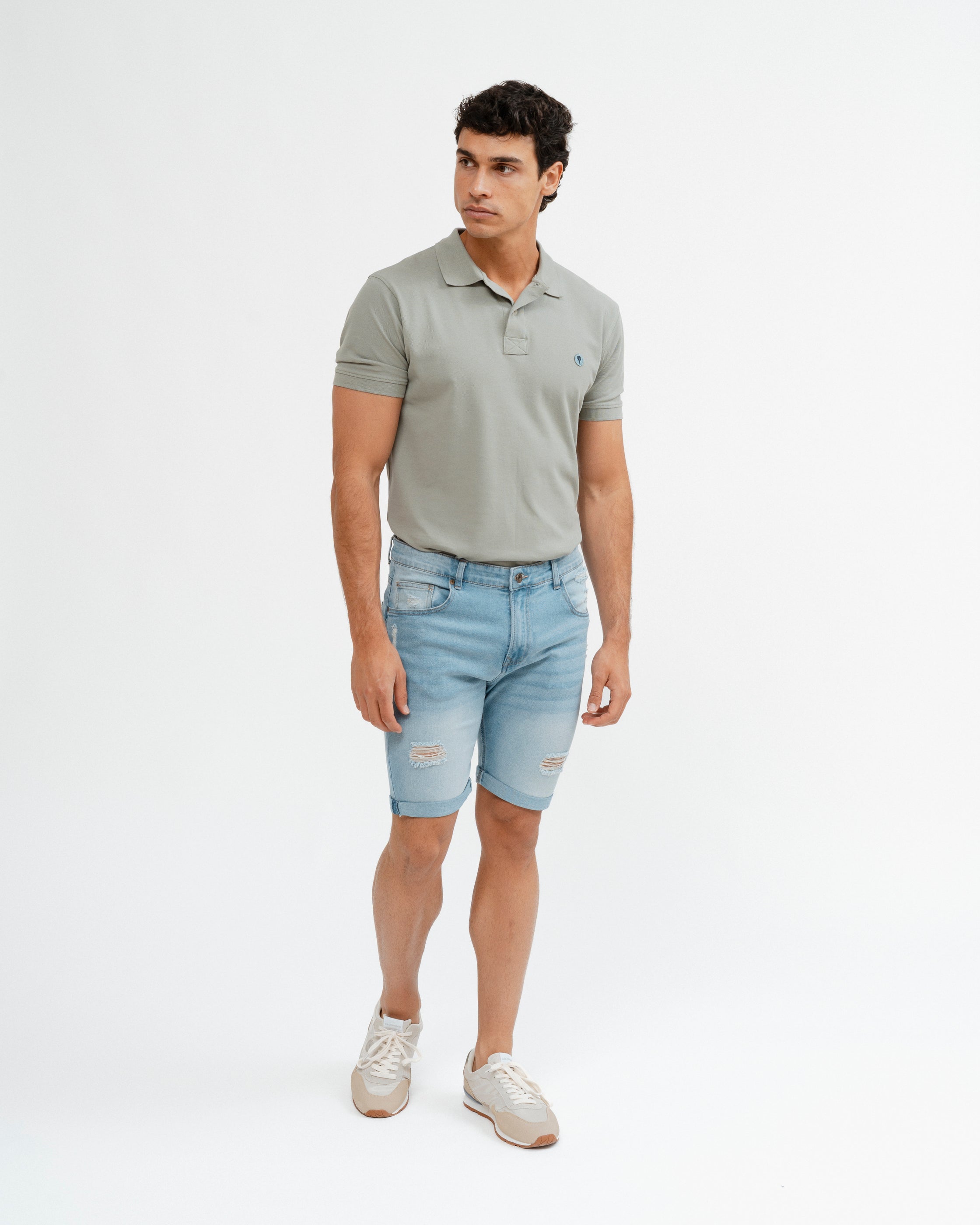 BERMUDA DE GANGA SLIM COM STRIPPED DETAILS