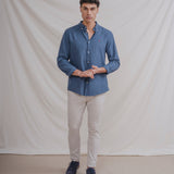 CAMISA CON LINO AZUL