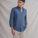 CAMISA CON LINO AZUL
