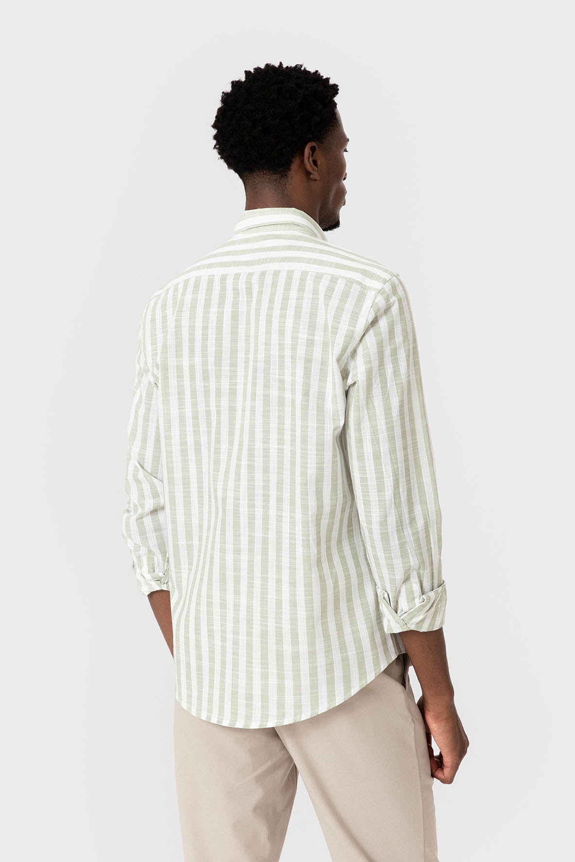 CAMISA RAYAS VERDE SLUB