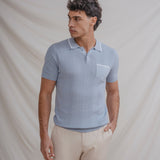 POLO TRICOT CELESTE