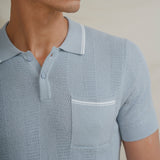 POLO TRICOT CELESTE