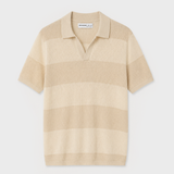 POLO TRICOT PANELADO BEIGE