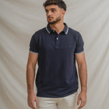 POLO BÁSICO AZUL PIQUÉ LÍNEA