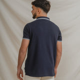 POLO BÁSICO AZUL PIQUÉ LÍNEA