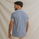 POLO BÁSICO CELESTE PIQUÉ LÍNEA
