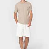 CAMISETA CUADRILLÉ CUELLO PANADERO BEIGE