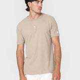CAMISETA CUADRILLÉ CUELLO PANADERO BEIGE