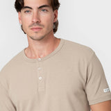 CAMISETA CUADRILLÉ CUELLO PANADERO BEIGE