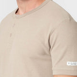 CAMISETA CUADRILLÉ CUELLO PANADERO BEIGE