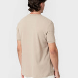 CAMISETA CUADRILLÉ CUELLO PANADERO BEIGE