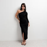 VESTIDO MIDI ASSIMÉTRICO ELEGANTE