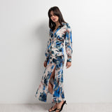 SAIA MIDI ESTAMPADA AZUL