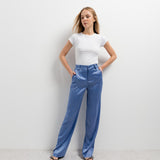 CALÇA ACETINADA AZUL