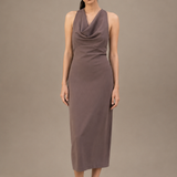 VESTIDO VIL TAUPE DRAPEADO