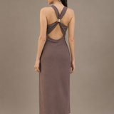 VESTIDO VIL TAUPE DRAPEADO