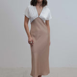 VESTIDO SATINADO VIVOS CONTRASTE