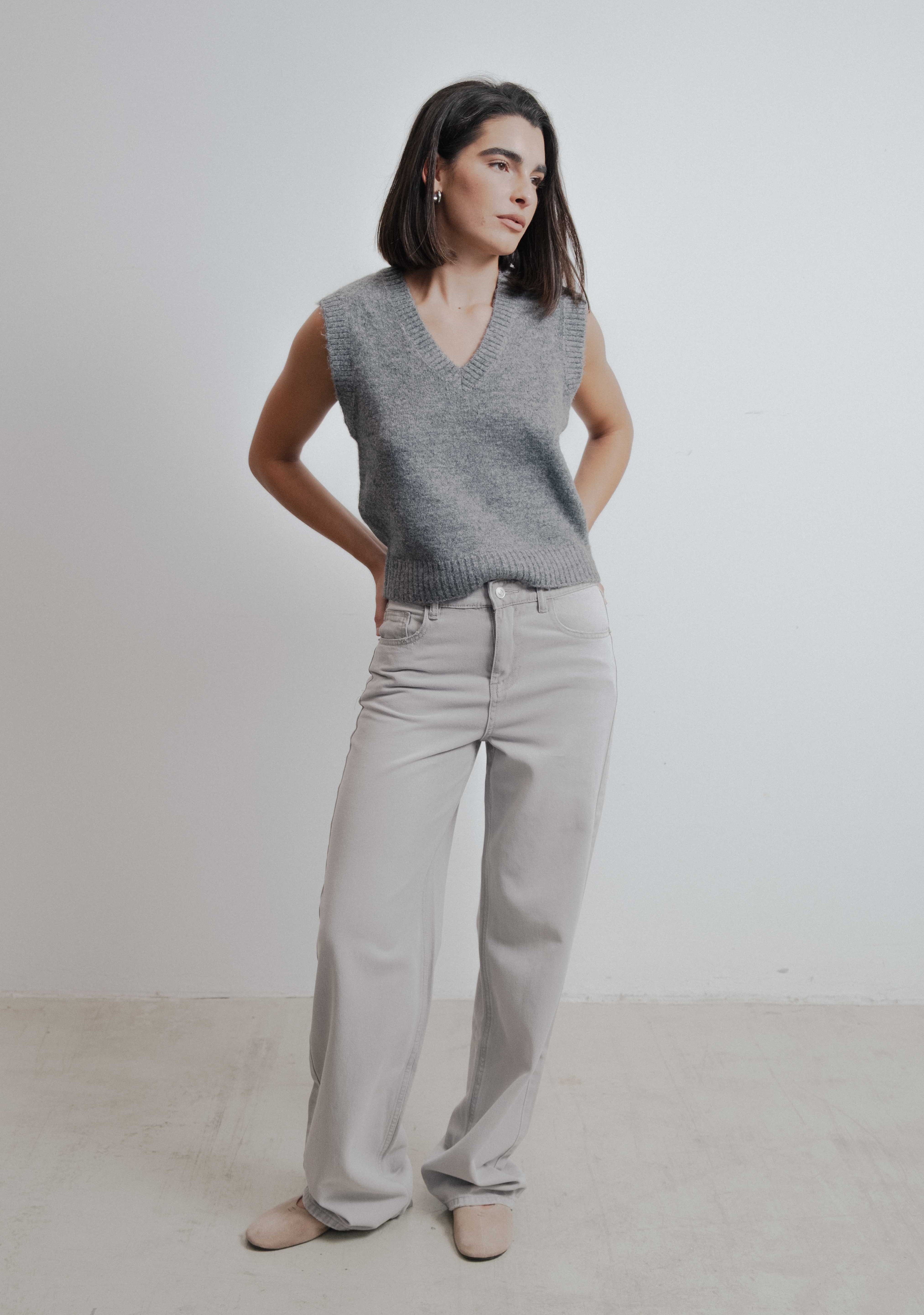 JEANS WIDE LEG CINZA VINTAGE