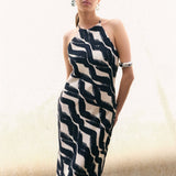 VESTIDO MIDI HALTER ESTAMPADO