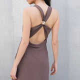 VESTIDO VIL TAUPE DRAPEADO