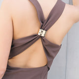 VESTIDO VIL TAUPE DRAPEADO