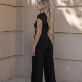 CALÇA WIDE LEG EM TRICÔ PRETA