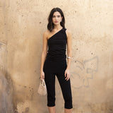 TOP HALTER ASIMÉTRICO PRETO