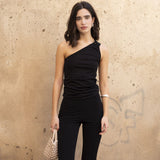 TOP HALTER ASIMÉTRICO PRETO