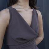 VESTIDO VIL TAUPE DRAPEADO