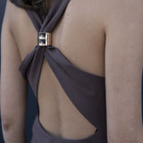 VESTIDO VIL TAUPE DRAPEADO