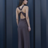 VESTIDO VIL TAUPE DRAPEADO