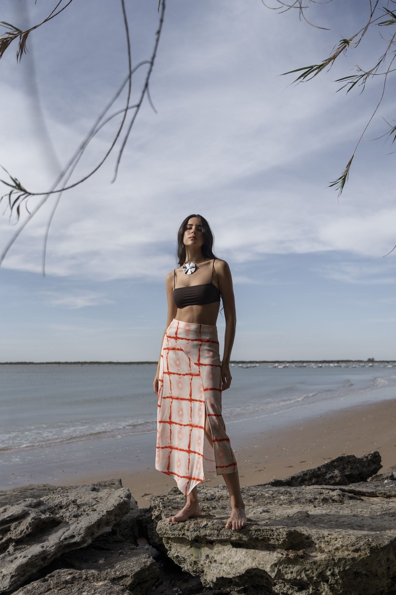 SAIA MIDI ESTAMPADA TERRACOTA