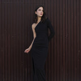 VESTIDO MIDI ASSIMÉTRICO ELEGANTE