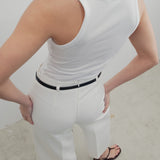 CALÇA CULOTTE BRANCA COM CINTO