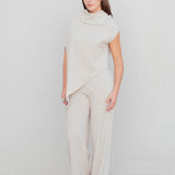 CALÇA WIDE LEG EM TRICÔ BEGE