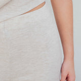 CALÇA WIDE LEG EM TRICÔ BEGE