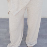 CALÇA WIDE LEG EM TRICÔ BEGE
