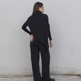 CALÇA WIDE LEG EM TRICÔ PRETA